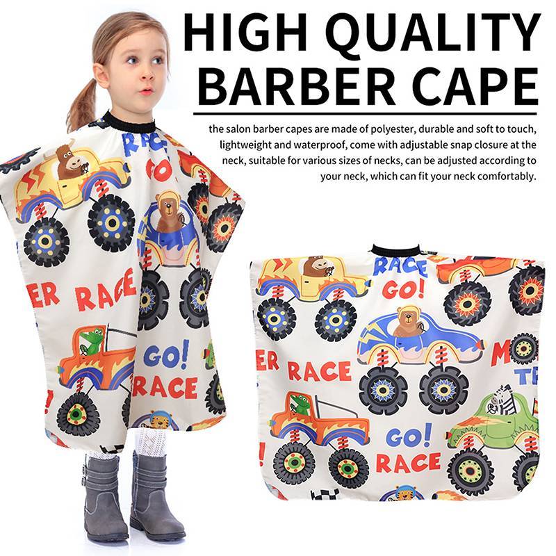 PNPIA- Áo choàng cắt tóc ô tô hoạt hình cho trẻ em - Salon Barber Wrap Gown để tạo kiểu