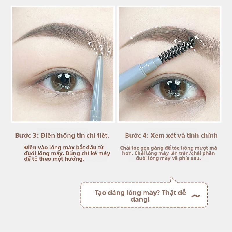 Bút chì kẻ mày hai đầu siêu mịn chống thấm nước chống mồ hôi không nhòe Dễ dàng tô màu Thân thiện với người mới bắt đầu