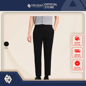 Quần âu đen nam Phan Nguyễn, chất liệu cao cấp, mềm, nhanh khô, cạp chun ẩn, form slim fit QVL.826