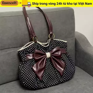 Túi đeo vai nữ ESSENCEH, Túi xách nơ nữ sang trọng Y2k thông thường, Chấm thẩm mỹ cổ điển hợp thời trang Tất cả các trận đấu Túi đeo nách Ins Dạo phố