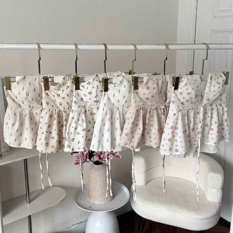 Áo Yếm Nữ Hở Lưng Hoa Nhí Cột Dây Sẵn Đệm Mút Chất Linen - SamHi Closet