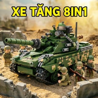 ABS Quân Sự Xe Tăng Xây Dựng Đồ Chơi Theo Dõi Xe Mô Hình Giáo Dục STEM Bé Trai Quà Tặng