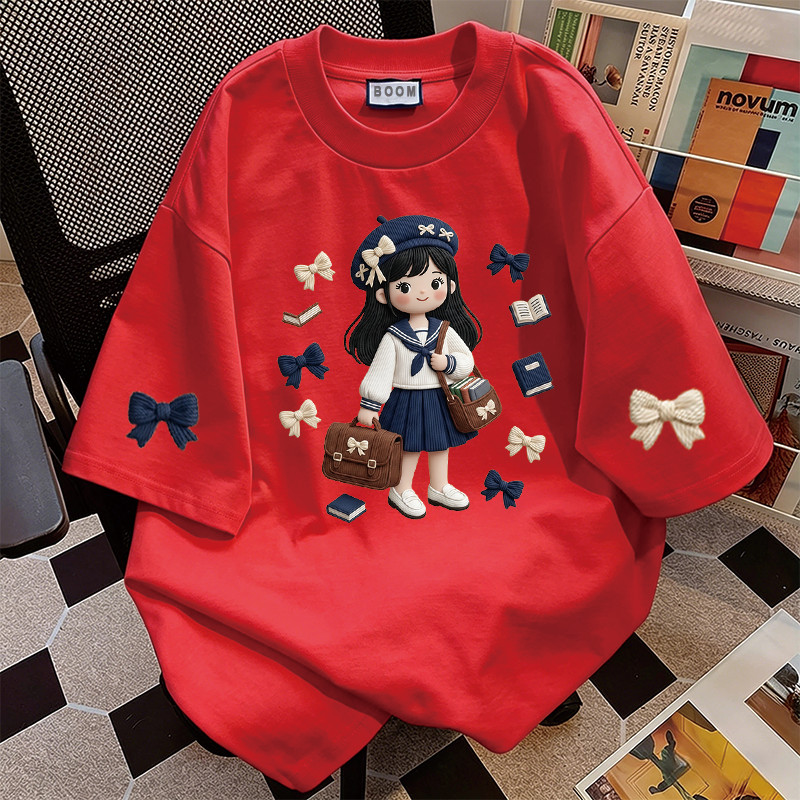 BOOM Áo thun nữ kiểu hàn quốc form rộng tay lỡ cổ tròn cotton Mát-Hè hot trend in cách dễ thương Áo phông form vừaV067