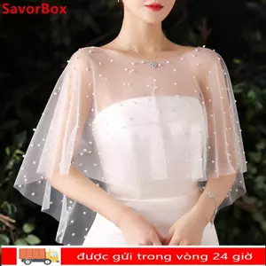 SAVORBOX Cưới Che, Ren Mềm Mại Cô Dâu Váy Cưới Choàng, Đầm Thời Trang Trang Trang Trí Áo Khoác Dự Tiệc Quấn Mũi Cho Nữ Đầm