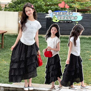 Váy chấm bi bé gái mùa hè Phong cách mới cho trẻ em Váy bánh thời trang không đều