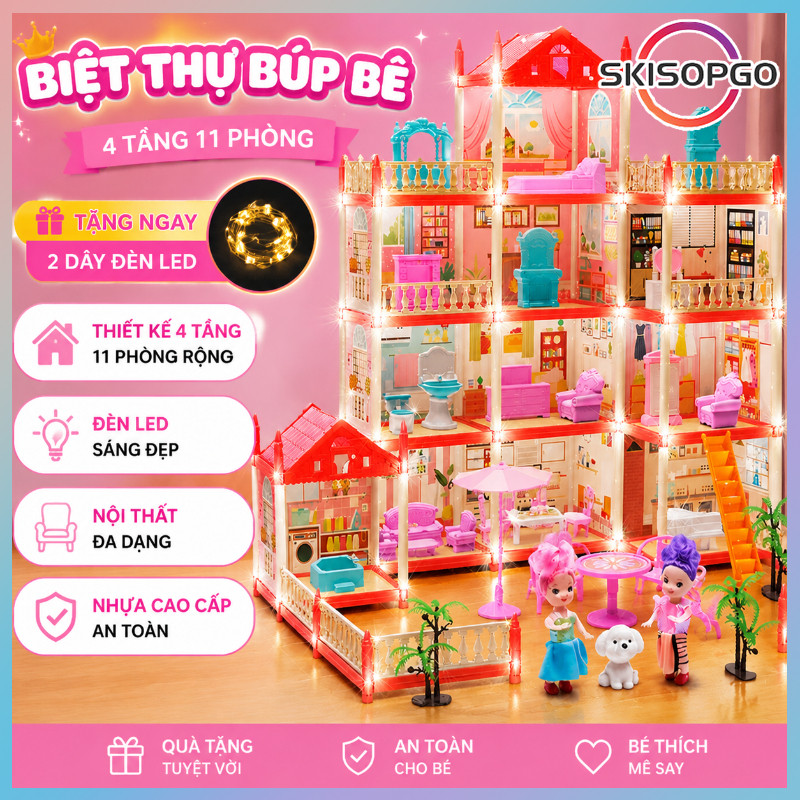 Mô Hình đồ Chơi Lắp Ghép Nhà Búp Bê Cho Bé Gái Màu Hồng, Đồ Chơi Lắp Ráp Ngôi Nhà Búp Bê, Cô Gái Chơi đồ Chơi