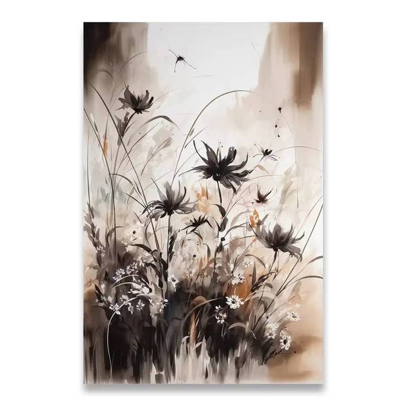 Hoa Tím Hoa sen Hoa trắng Poster Không khung Tranh Canvas để trang trí tường phòng gia đình