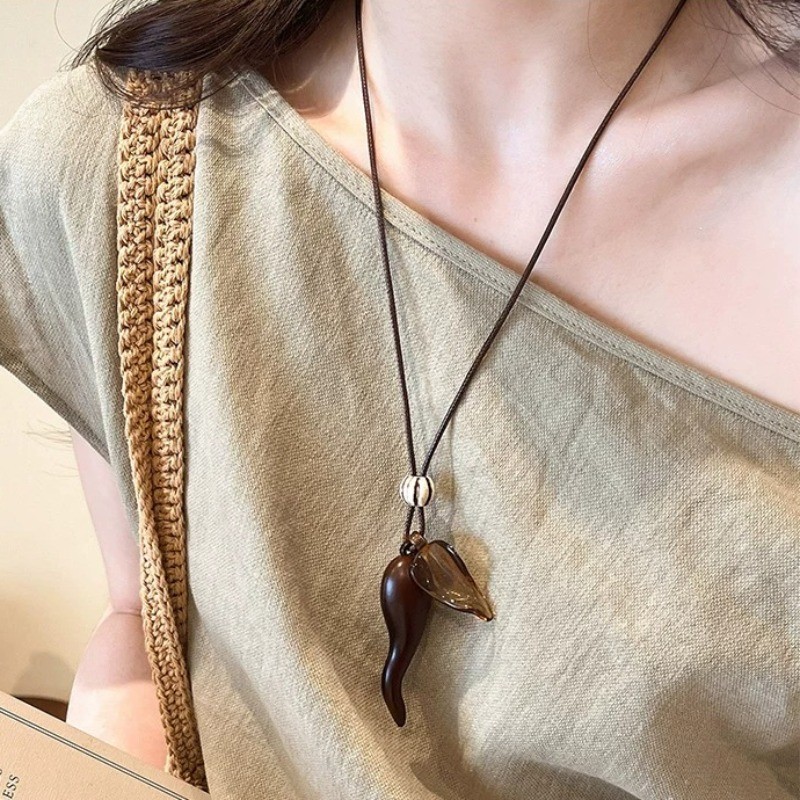 Vòng cổ nữ đơn giản màu cà phê Vòng cổ Bohemian mùa hè cổ điển