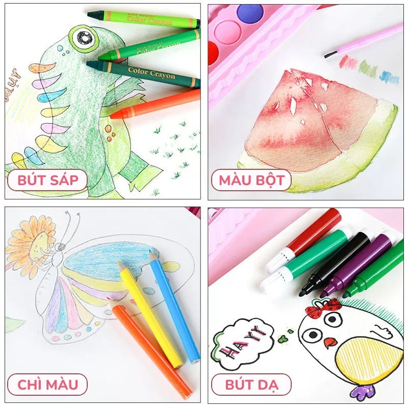 Bộ bút màu nước chất lượng với đầy đủ phụ kiện, 150 cây bút chì màu đa dạng và sách vẽ, quà tặng hoàn hảo cho học sinh