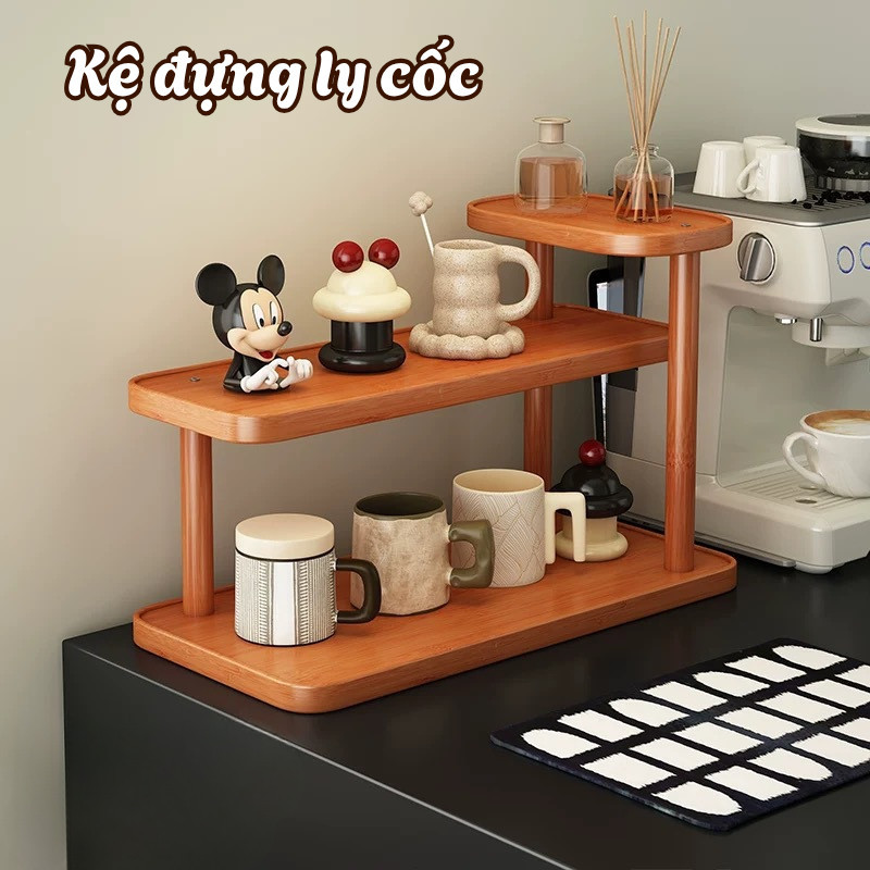 Kệ Gỗ 3 Tầng Đựng Mỹ Phẩm Dino, Kệ Decor Phong Cách Nhật Bản, Kệ Trưng Nước Hoa Sang Trọng