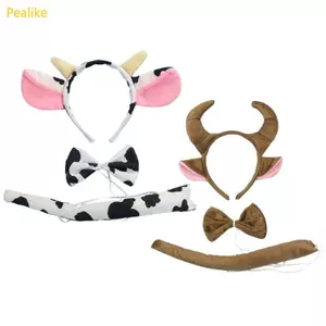 3 Pcs/set Cow Animal Headwear Set Kids Girls Boys Headbands Tie Halloween fo