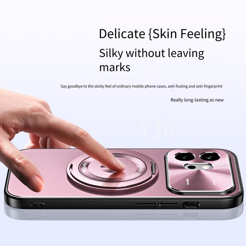 Ốp lưng YJD cho Honor 600 Pro 360°Giá đỡ xoay Vỏ điện thoại mặt sau mờ kim loại chống rơi