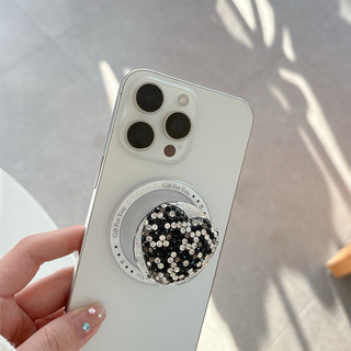Miếng Dán 3d Tình Yêu Kim Cương Tròn Từ Tính Giá Đỡ Điện Thoại Cho IPhone 17 16 15 14 13 12 Pro Max 14 Plus Có Thể Gập Lại Vòng Tay Co Giãn Để Bàn Đứng P3