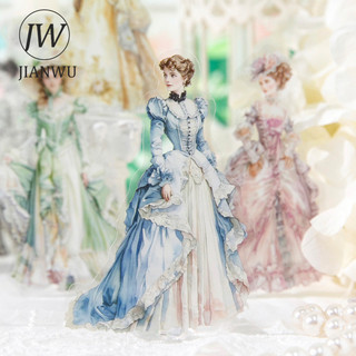 JIANWU Mùa Xuân Mảnh Váy Series Nhân Vật Vintage Phong Cảnh Chất Liệu Cắt Dán PET Nhãn Dán Sáng Tạo DIY Tạp Chí Văn Phòng Phẩm