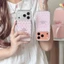 Ốp Điện Thoại Tương Thích Cho iPhone 17 Pro Max 16 15 13 14 Ốp Điện Thoại Di Động TPU Bền Đẹp Ngôi Sao Lạ Mắt Màu Hồng Chống Trầy Xước Vỏ Bảo Vệ Với Chuỗi Hạt