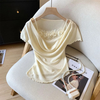 Áo thun hai mảnh mỏng dệt kim, phong cách mới cổ xoay áo sơ mi, phù hợp mọi kích cỡ, mùa hè 2026