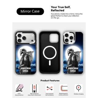 CASECASE X The MandalorianTM Và Grogu Mặt Trăng Ốp Lưng Gương Đen & Bạc Hút Từ Tính IPhone Dành Cho IPhone 17 Air 16 15 14 13 12 Pro Max Plus Ốp Lưng Cứng Có Hộp Khắc Logo