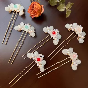 Cổ Giả Ngọc Ngọc Tinh Tế Tôn Tạo Kẹp Tóc Hình Chữ u Phong Cách Trung Hoa Kẹp Tóc Nhỏ Kẹp Tóc Tất Cả Các Trận Đấu Phụ Kiện Tóc Sản Xuất Tại Hanfu Sản Xuất Tại Nhà Tống