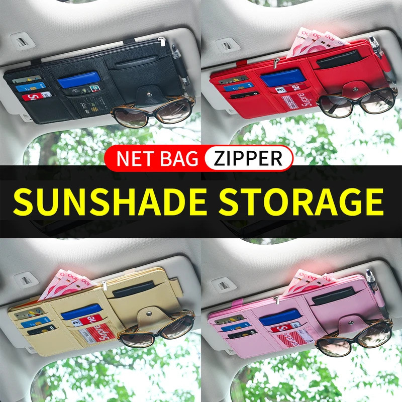Car Sun Visor Organizer Multi Pocket Zipper Storage Bag