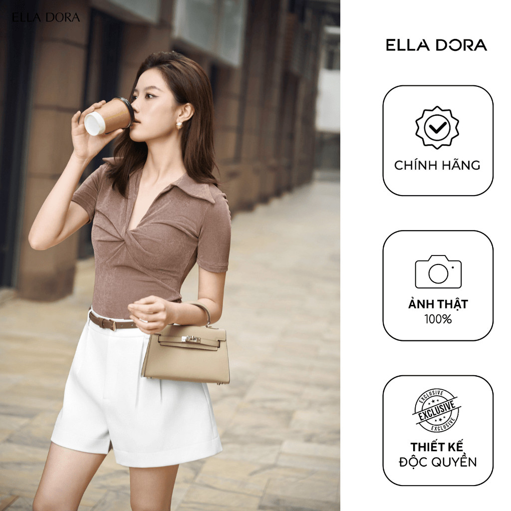 Áo thun polo nữ ELLA DORA thiết kế xoắn ngực form gọn tôn dáng trẻ trung thanh lịch 4 màu [AT33]