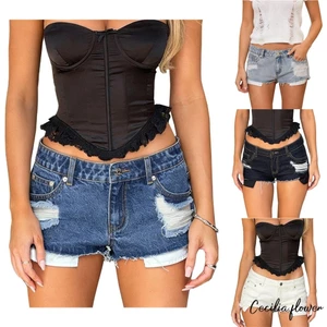 Quần Short Denim Rách Mỏng Cho Nữ