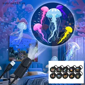 Đèn chiếu LED USB SRVN Máy chiếu cuộc sống đại dương xoay 360 độ Đèn ngủ phòng ngủ sáng tạo dành cho trẻ em Quà tặng.