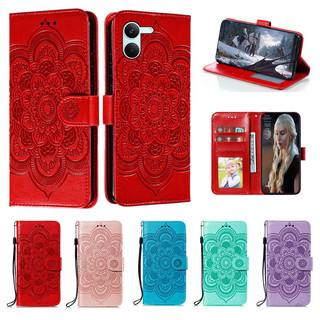 Emboss Hoa Da Ốp Lưng Điện Thoại Xiaomi Poco X8 Pro Datura Ví Flip Book Case Cover Funda