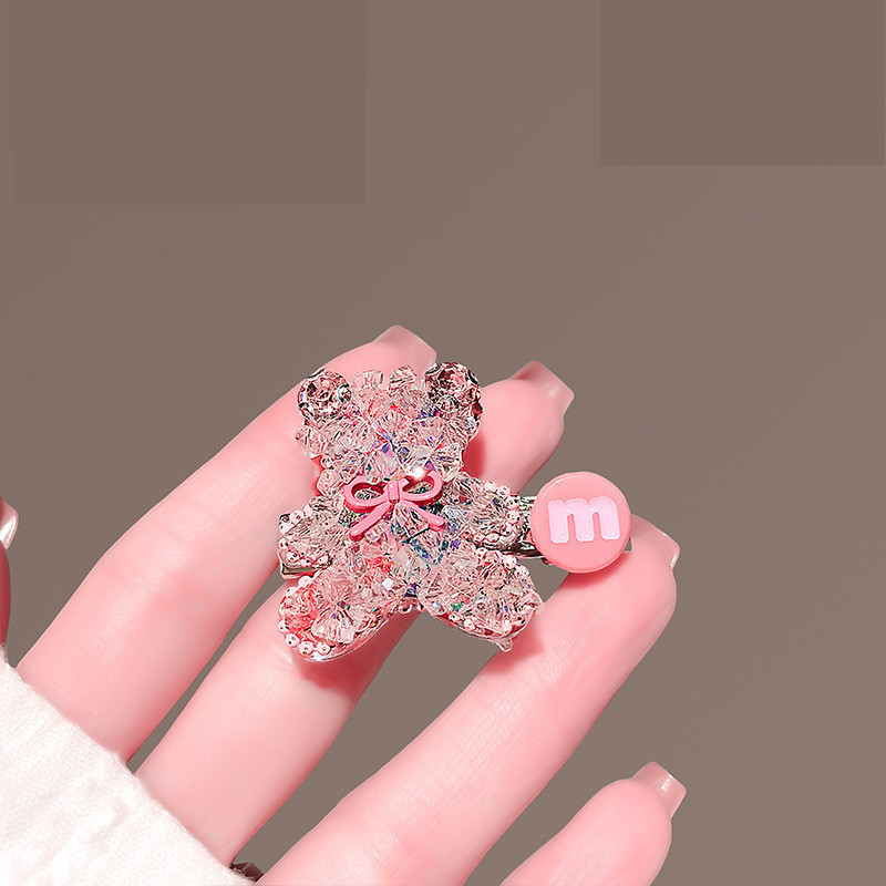 MAUROPOLI Kẹp tóc gấu hồng ngọt ngào, phụ kiện sang trọng, phù hợp mọi kiểu tóc