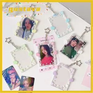 Móc khóa giữ Photocard GUSTAVA Kpop, Hộp đựng thẻ hình ngôi sao đôi cánh Acrylic, Phim hoạt hình trong suốt sáng tạo 3 Inch Tấm bảo vệ màn hình thẻ thần tượng cho nữ sinh viên