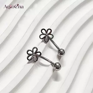 AqToCna Thép Titan Hoa Bụng Nút Nhẫn Đơn Giản Rốn Xuyên Nhẫn Nữ Gợi Cảm Bụng Xuyên Nhẫn Cơ Thể Trang Sức Quà Tặng AqToCna