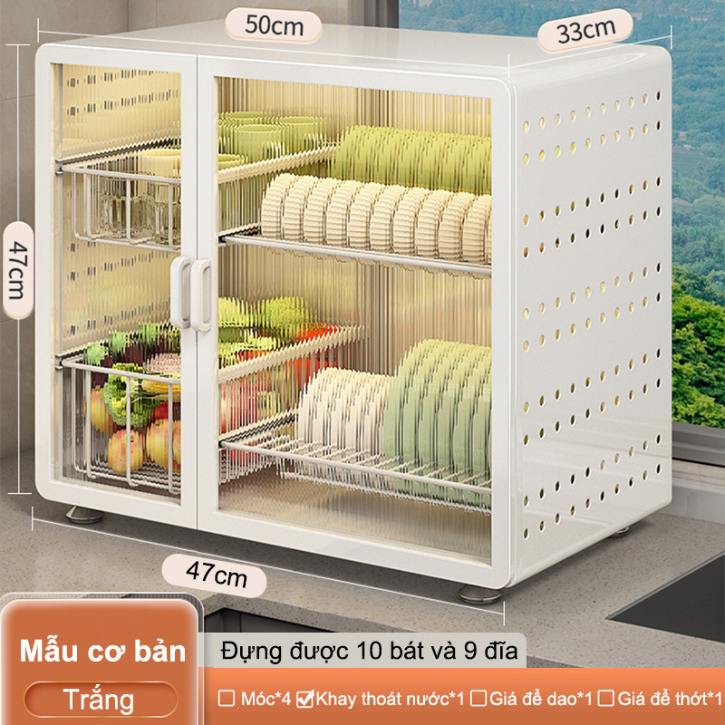 Kệ đựng chén bát có nắp đậy Có Kệ đựng đồ đa năng Kệ để đồ nhà bếp Chống côn trùng và chống ẩm