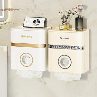 TRTR Không Đục Lỗ Ánh Sáng Sang Trọng Treo Tường Ngăn Kéo Đôi Hộp Khăn Giấy Vệ Sinh Kệ Bảo Quản Hộ Gia Đình Cuộn Hộp Giấy VN