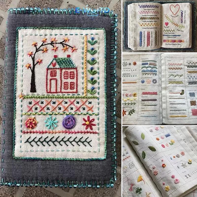 E-WOITD DIY Stitch Book Thêu Stitch Book May Sách Thêu Cho Người Mới Bắt Đầu Thêu Người Lớn Đồ Dùng Học Tập E-WOITD