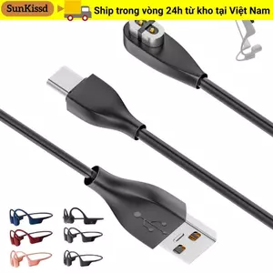 Cáp sạc SUNKISSD USB Type-C, Bộ sạc tai nghe dẫn truyền xương PVC đa năng, Bảo vệ quá tải Dây nguồn tai nghe Bluetooth 100cm ổn định cho sau Shokz AS800 AS803 S810