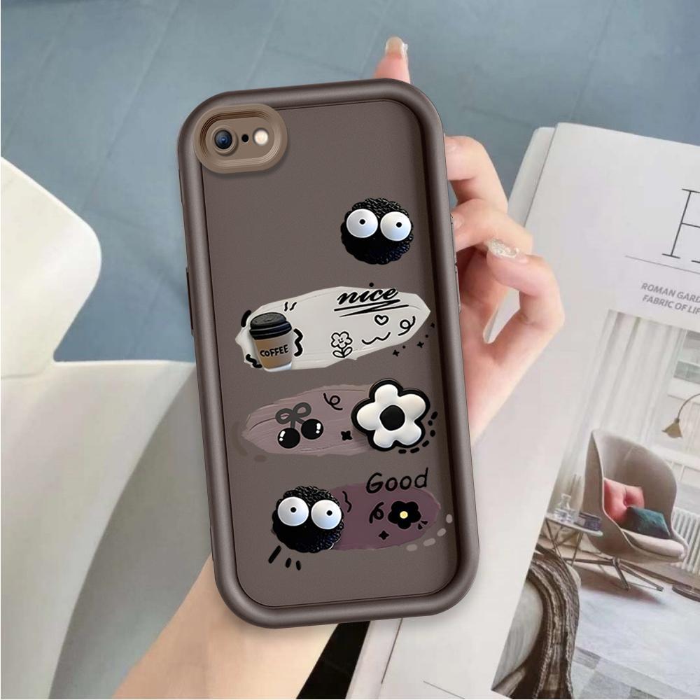 Ốp Lưng Cho iPhone 6 6s 7 8 se2020 Plus Hoạt Hình Silicon Phụ Kiện Vỏ Điện Thoại Mềm TPU Đen Bóng Than Thiên Thần Mắt Chống Sốc Mặt Sau
