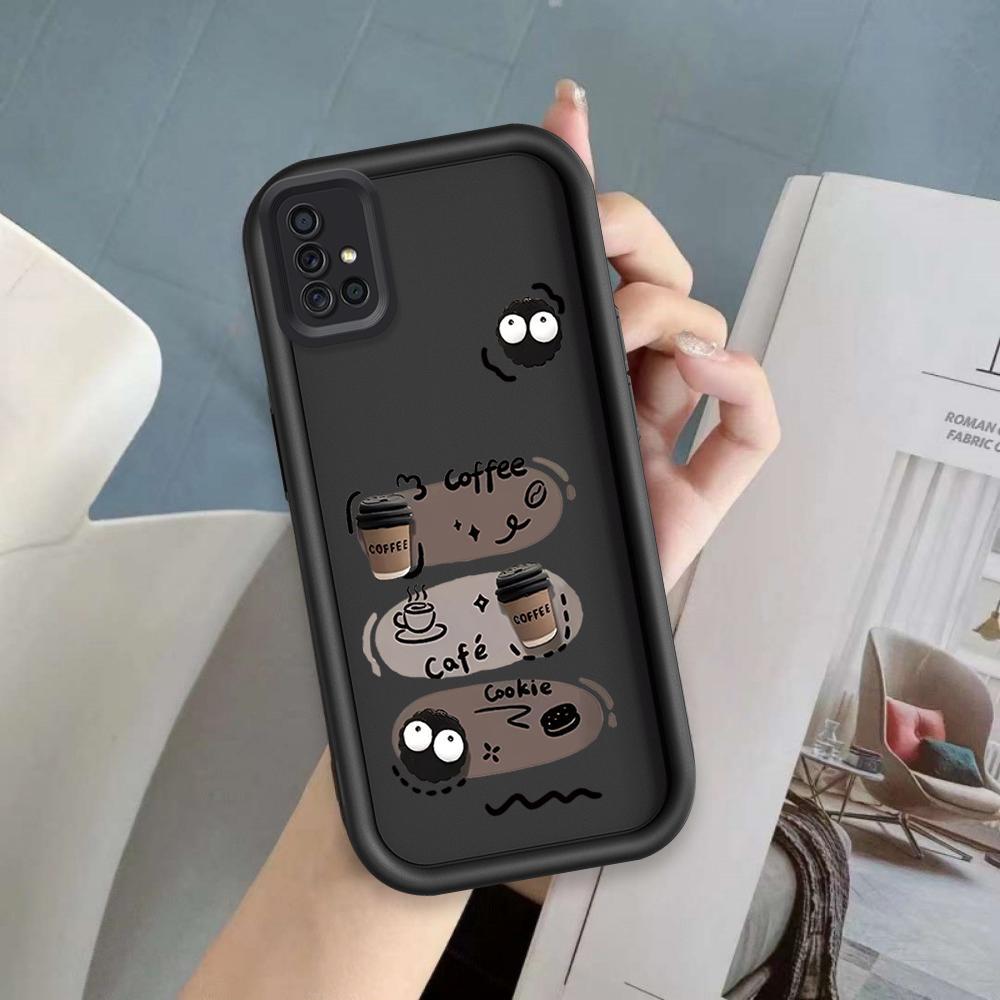 Ốp Lưng Cho Samsung A51 4G A515F Hoạt Hình Silicon Bé Gái Mềm Vỏ Điện Thoại TPU Đen Bóng Than Thiên Thần Mắt Chống Sốc Ốp Lưng