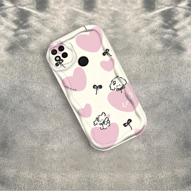 Thích hợp cho Redmi 9C 10A 3D Wave Soft TPU Bow Love Vỏ điện thoại chống sốc