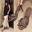 Dép cao gót in họa tiết da báo 8cm, giày nữ gợi cảm, dép xỏ ngón nơ