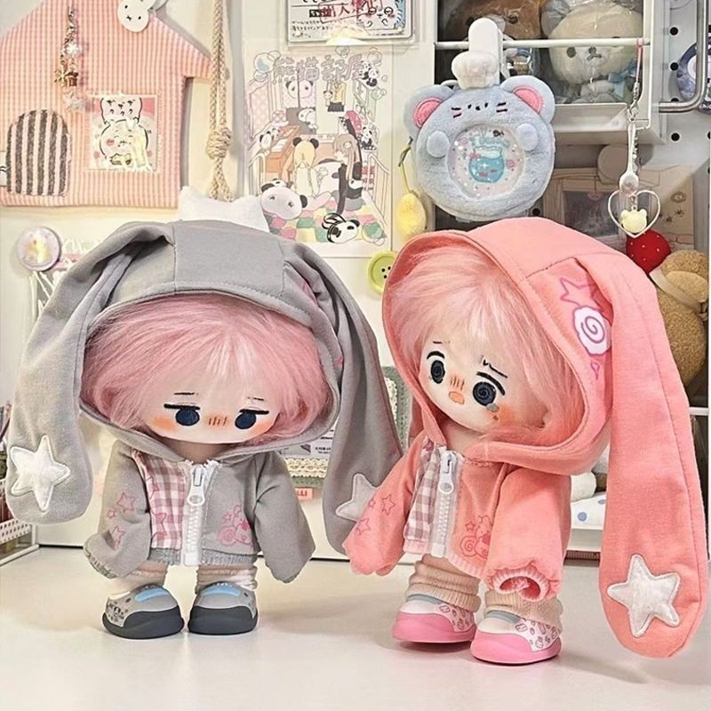 20cm Cotton Búp Bê Quần Áo Bé Thay Thế Dễ Thương Siêu Dễ Thương Đơn Điểm Top Dài Tai Áo Đeo Chéo