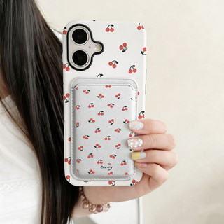 Ốp bảo vệ họa tiết anh đào màu đỏ cho iPhone 11 12promax 13pro15pro 15promax 14 14promax 14pro 16 pro max 16 plus 17 17promax ốp lưng hai trong một