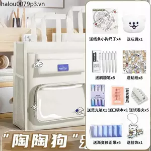 Line Puppy Hướng Dẫn Túi Học Sinh Trung Học Cơ Sở Túi Tote Mang Theo Túi Đựng Sách Dung Tích Lớn Học Sinh Giá Trị Cao Túi Vải Hướng Dẫn