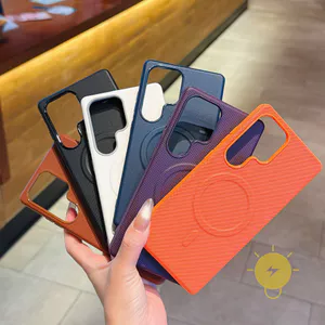 Phone Case For SAMSUNG Galaxy S26 Ultra S25 S24 S23 S22 TPU Magnetic Leather Texture Aesthetic Korean Cute