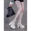 Bán Chạy Siêu Cao Gót 10CM Trắng Martin Boots Nữ Mùa Hè Mỏng Phong Cách Mới Dày Gót Thoáng Khí Giày Lưới