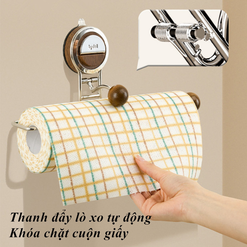 Giá đỡ cuộn giấy vệ sinh loại hút chân không, gắn tường, không làm hỏng tường, dùng cho nhà bếp và phòng tắm