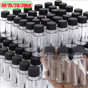 5 / 10 / 20 CÁI - Chai sơn móng tay bằng nhựa trong suốt rỗng Chai lỏng chống rò rỉ có nắp bàn chải Hộp đựng thủ công DIY