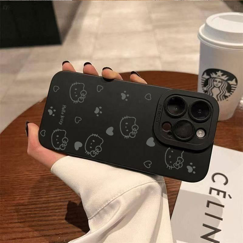 Ốp lưng iPhone hình mèo Hello Ốp bảo vệ máy ảnh bằng silicon - iP 7/8/X/XS/XR/11/12/13/14/15/16/17/Plus/Air/Pro/Max