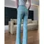 Quần Jean Nữ Màu Xanh Nhạt Eo Cao Form Slim-Fit, Phù Hợp Mùa Xuân