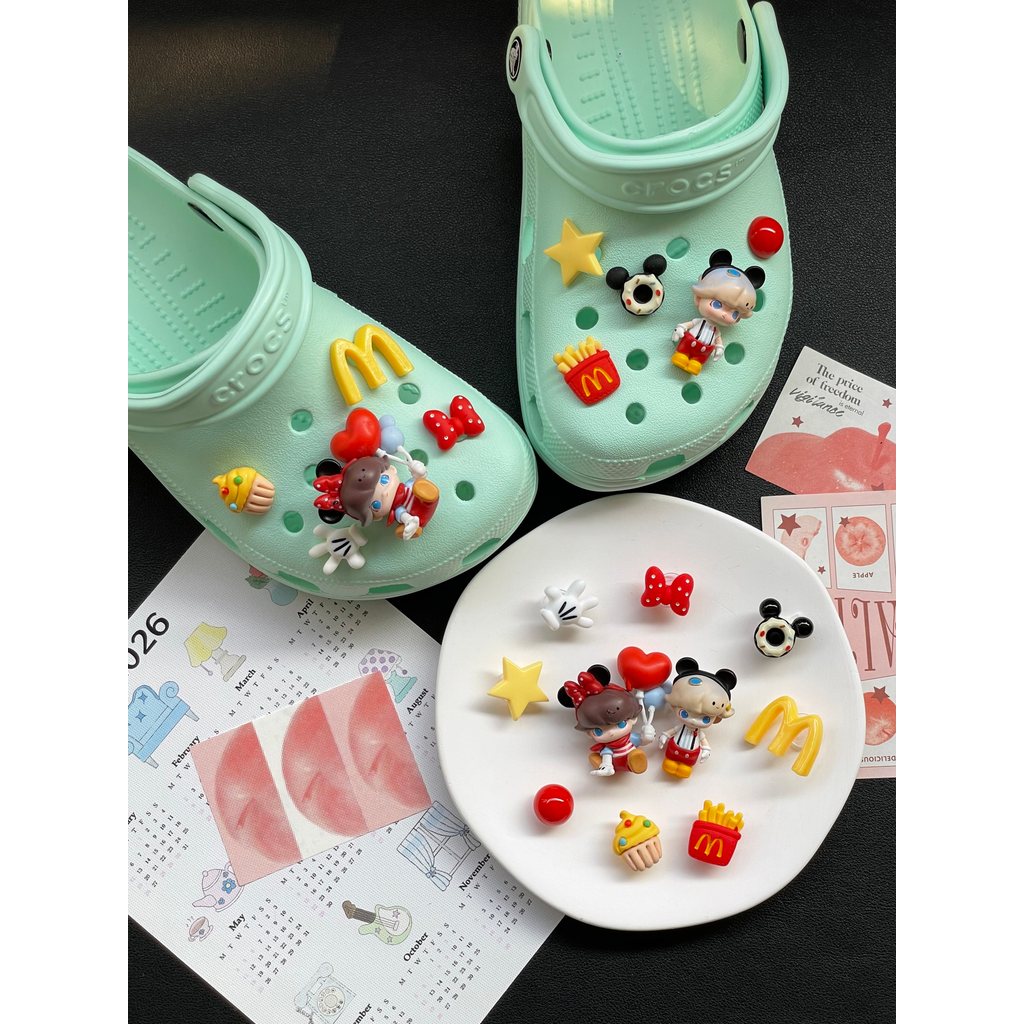 Phụ Kiện Trang Trí Giày Lỗ Dễ Thương Hình Mickey, Dimoo, Hoa Cao Cấp, Có Thể Tháo Rời, Khóa Giày Zhibixing