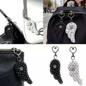 Stay Playful Angel Wing Heart Móc khóa vải mềm Trang trí quà tặng