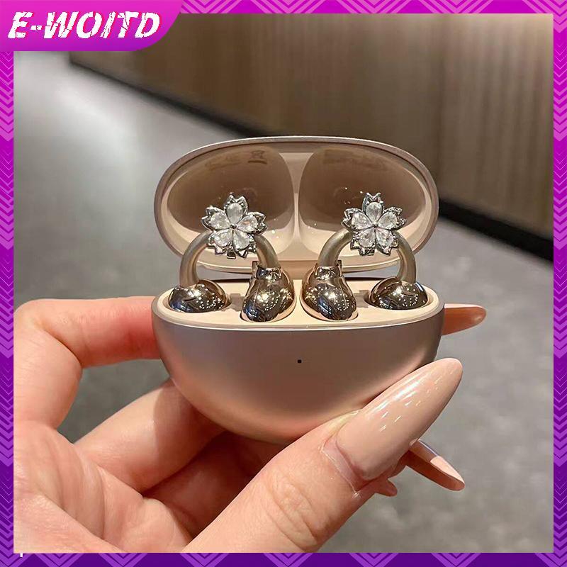 E-WOITD Nữ Sáng Hoa Xoay Tai Kẹp Bông Tai Cho Tai Nghe Thiết Kế Hoa Không Xuyên Cho Sự Kiện Thời Trang Hoặc Quà Tặng E-WOITD